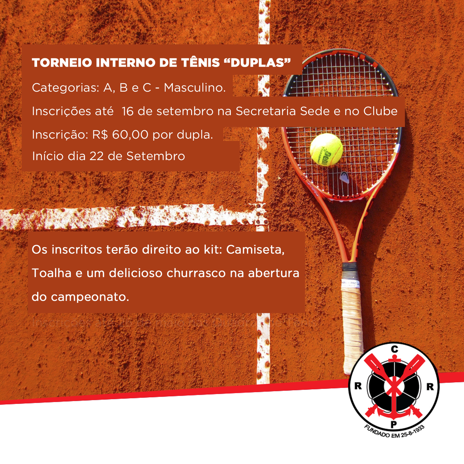 Tênis DUPLAS – Inscrições