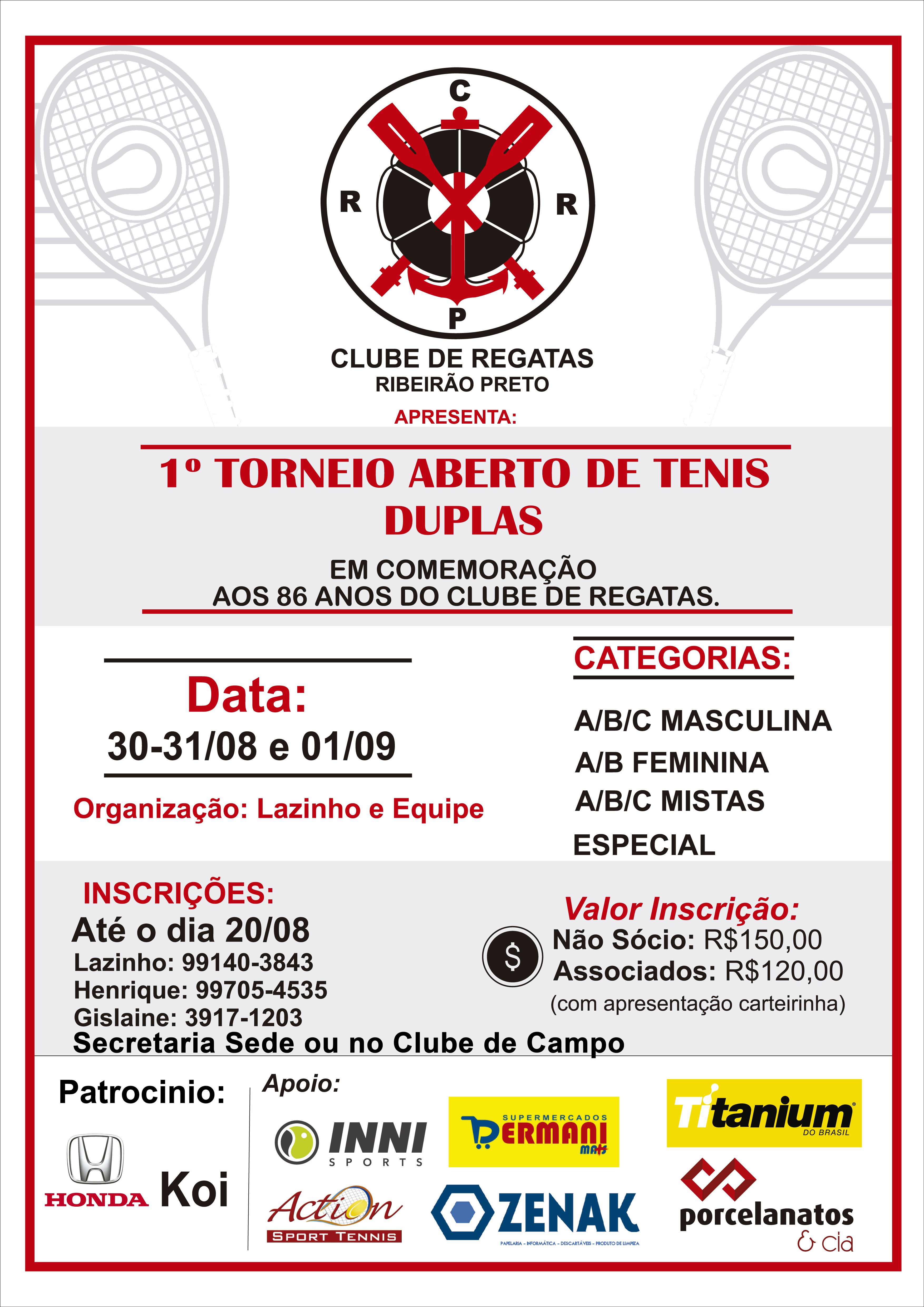 Torneio de Tênis Duplas – Tabela - Clube de Regatas