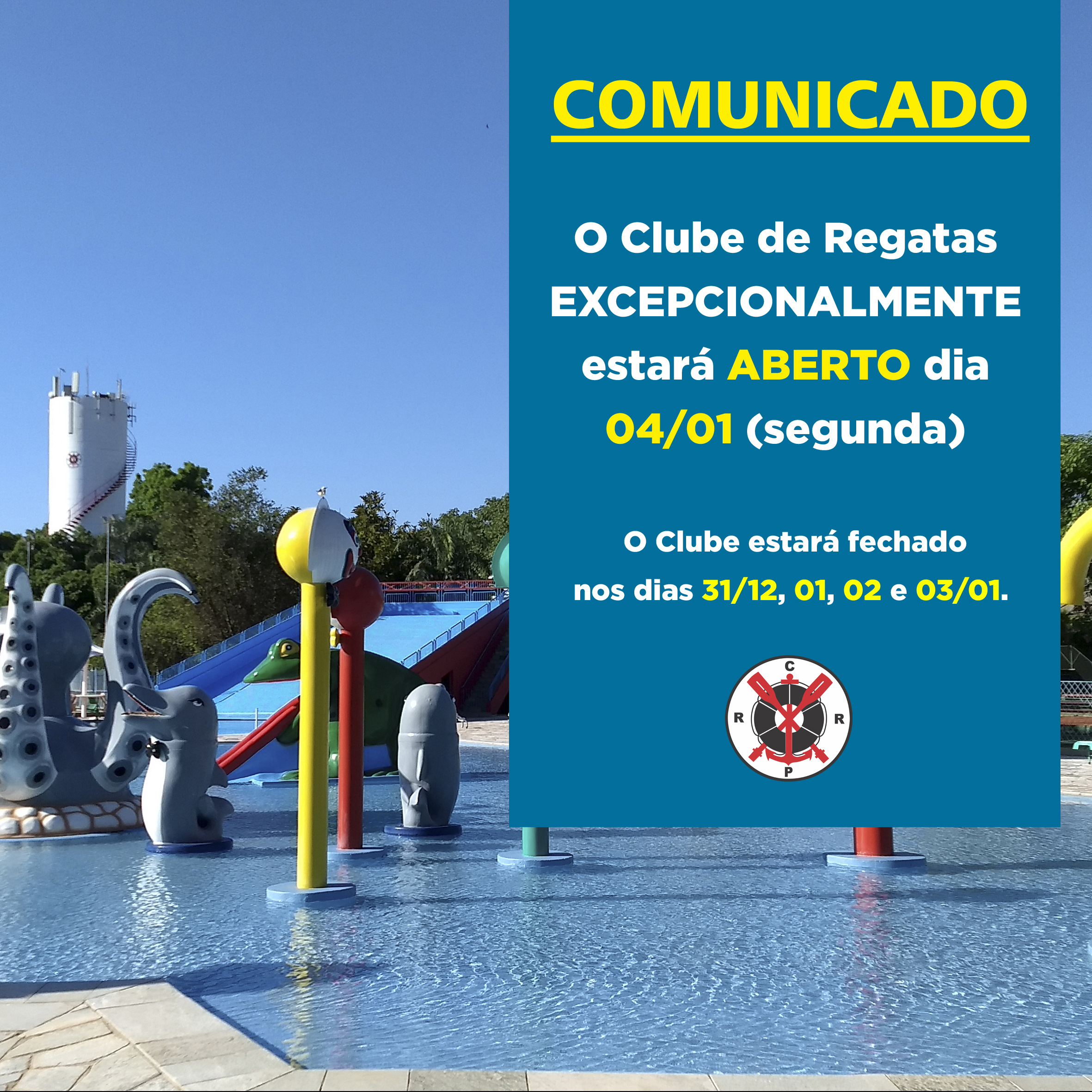 CLUBE ABERTO – 04/01 (SEGUNDA)