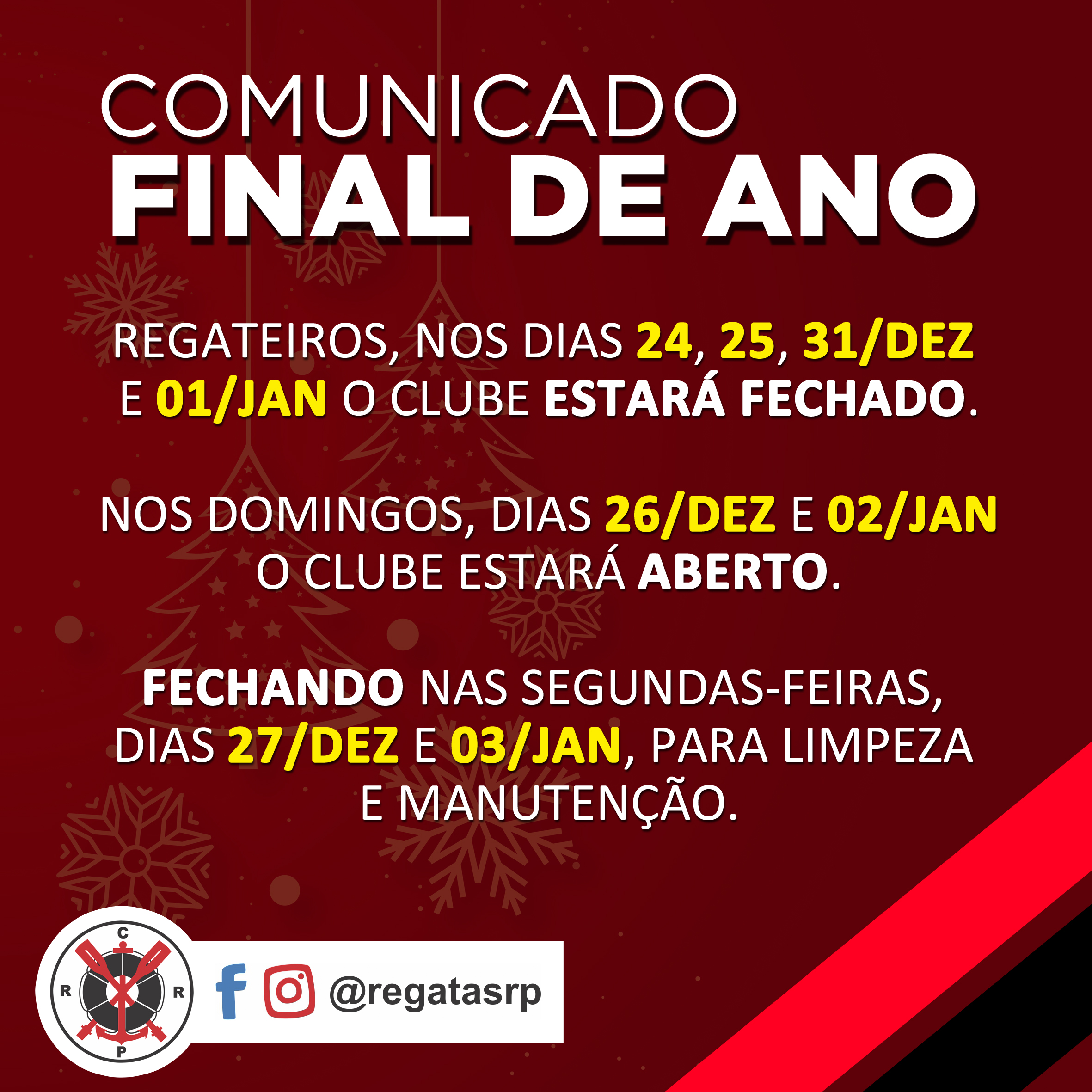 Final de Ano – Comunicado!